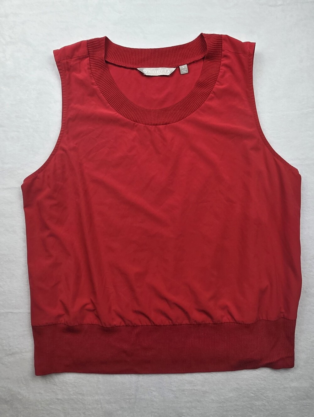 Athleta Women's Red Sleeveless Tank Top Casual Ribbed Hem Size Large